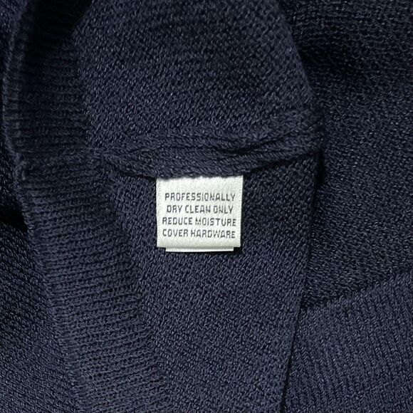 Vintage ST. JOHN by Marie Gray Y2K Lace-up Grommet Knit Navy 3/4Sleeve Sweater 6 - Picture 4 of 9